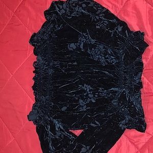 Black burnout velvet off-the-shoulder top